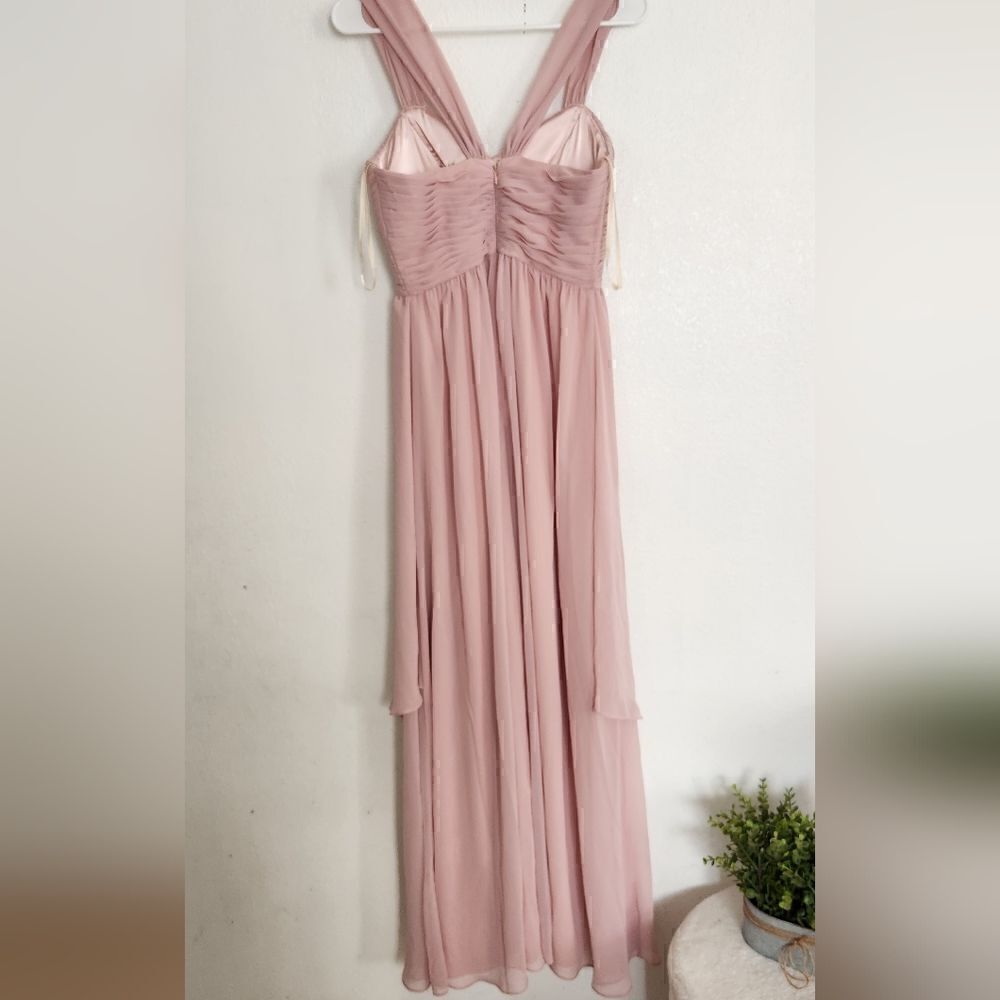 Eliza J New York Blush Chiffon Bridesmaid Dress Size 4 - Picture 4 of 14